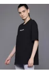Kadın Baskılı Oversize T-shirt - Siyah
