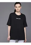 Kadın Baskılı Oversize T-shirt - Siyah