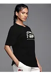 Kadın Baskılı Oversize T-shirt - Siyah