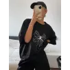 Kadın Baskılı Oversize T-shirt - Siyah
