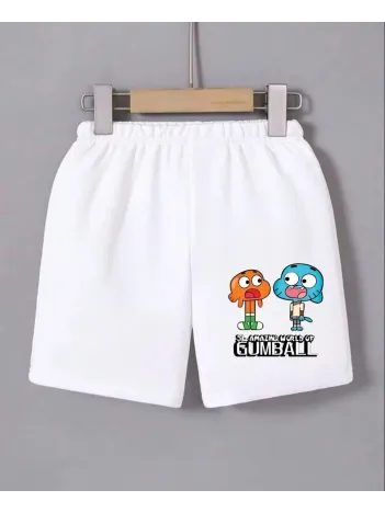 Kadın Beli Lastikli Baskılı Mini Şort - Beyaz Kadın Beli Lastikli Baskılı Mini Şort - Beyaz