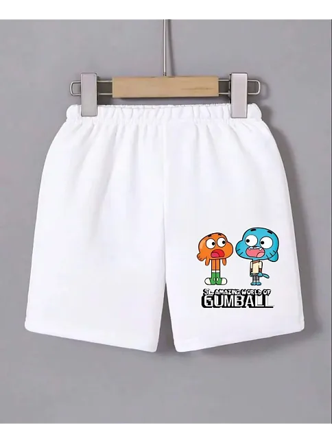 Kadın Beli Lastikli Baskılı Mini Şort - Beyaz