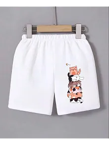 Kadın Beli Lastikli Baskılı Mini Şort - Beyaz