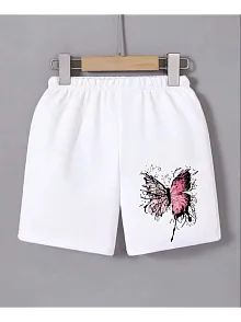 Kadın Beli Lastikli Baskılı Mini Şort - Beyaz