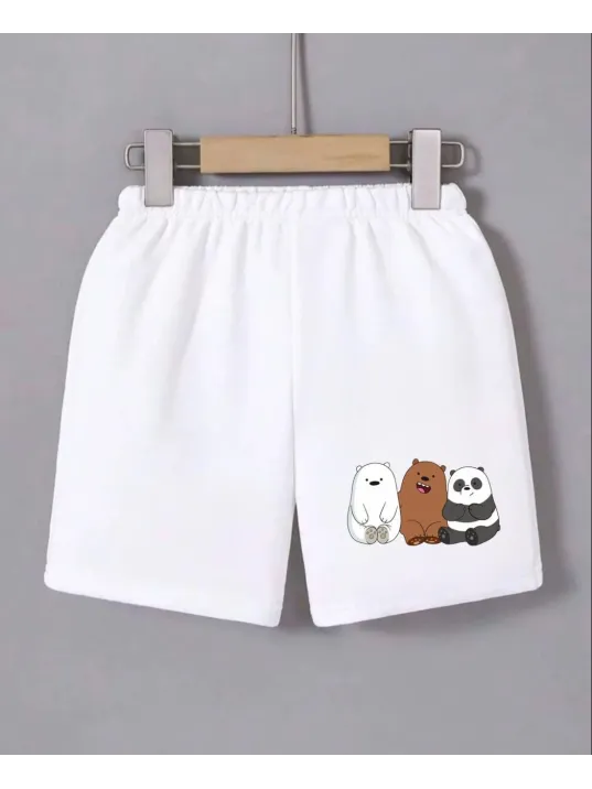 Kadın Beli Lastikli Baskılı Mini Şort - Beyaz Kadın Beli Lastikli Baskılı Mini Şort - Beyaz