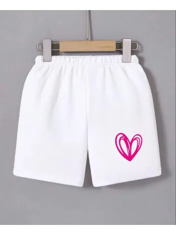 Kadın Beli Lastikli Baskılı Mini Şort - Beyaz Kadın Beli Lastikli Baskılı Mini Şort - Beyaz