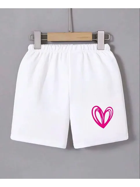 Kadın Beli Lastikli Baskılı Mini Şort - Beyaz