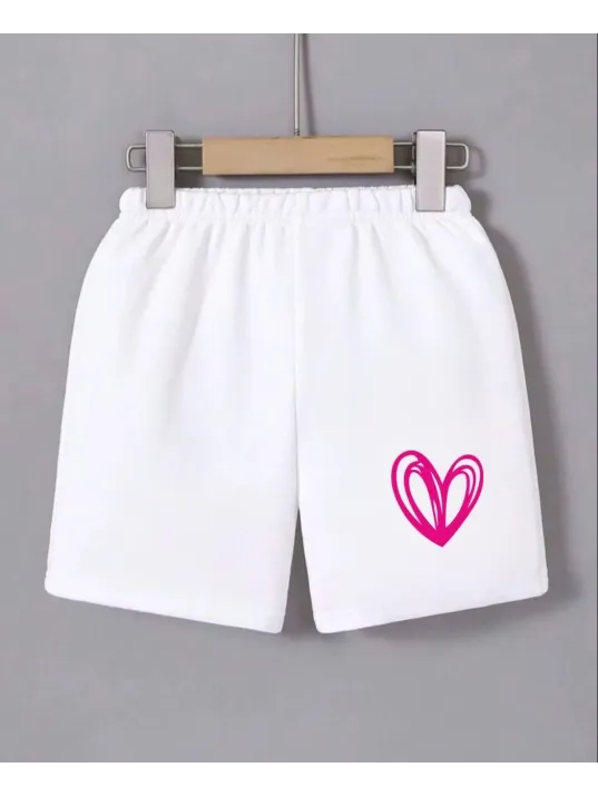 Kadın Beli Lastikli Baskılı Mini Şort - Beyaz Kadın Beli Lastikli Baskılı Mini Şort - Beyaz