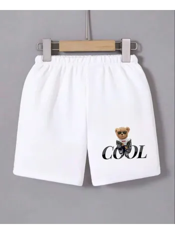 Kadın Beli Lastikli Baskılı Mini Şort - Beyaz Kadın Beli Lastikli Baskılı Mini Şort - Beyaz