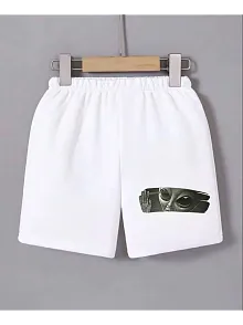 Kadın Beli Lastikli Baskılı Mini Şort - Beyaz