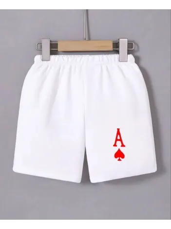 Kadın Beli Lastikli Baskılı Mini Şort - Beyaz Kadın Beli Lastikli Baskılı Mini Şort - Beyaz