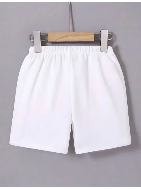 Kadın Beli Lastikli Mini Düz Şort - Beyaz