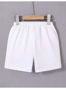 Kadın Beli Lastikli Mini Düz Şort - Beyaz