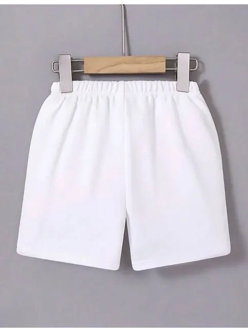 Kadın Beli Lastikli Baskılı Mini Şort - Beyaz