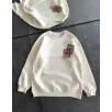 Kadın Bisiklet Yaka Baskılı SweatShirt - Beyaz