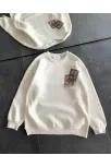 Kadın Bisiklet Yaka Baskılı Sweatshirt - Beyaz Kadın Bisiklet Yaka Baskılı Sweatshirt - Beyaz