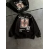 Kadın Bisiklet Yaka Baskılı SweatShirt - Siyah