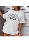 Kadın Bisiklet Yaka Baskılı T-shirt - Beyaz