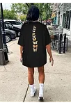 Kadın Bisiklet Yaka Baskılı T-shirt - Siyah