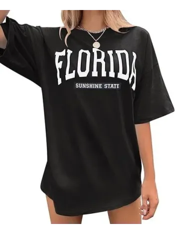 Kadın Bisiklet Yaka Baskılı T-shirt - Siyah