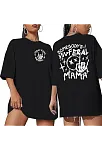 Kadın Bisiklet Yaka Baskılı T-shirt - Siyah