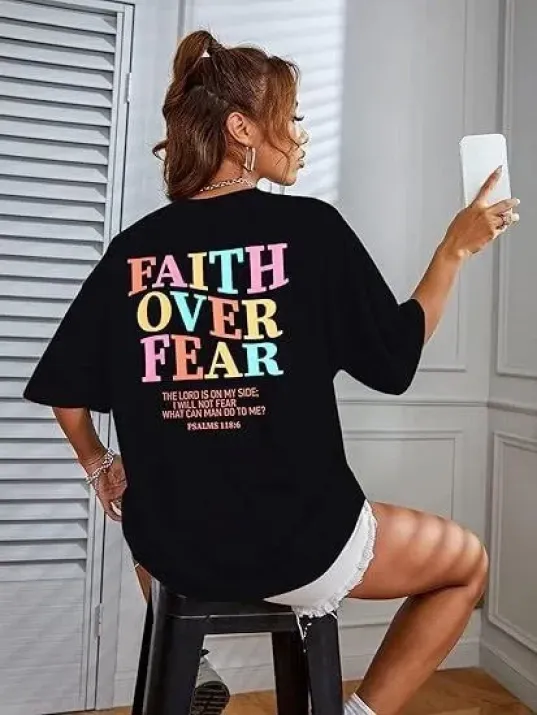 Kadın Bisiklet Yaka Baskılı T-shirt - Siyah