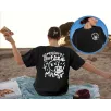 Kadın Bisiklet Yaka Baskılı T-shirt - Siyah