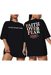 Kadın Bisiklet Yaka Baskılı T-shirt - Siyah