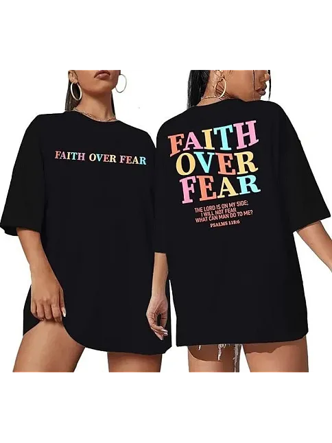 Kadın Bisiklet Yaka Baskılı T-shirt - Siyah