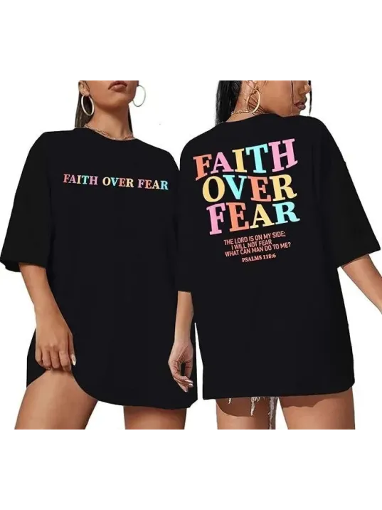 Kadın Bisiklet Yaka Baskılı T-shirt - Siyah