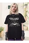 Kadın Bisiklet Yaka Baskılı T-shirt - Siyah