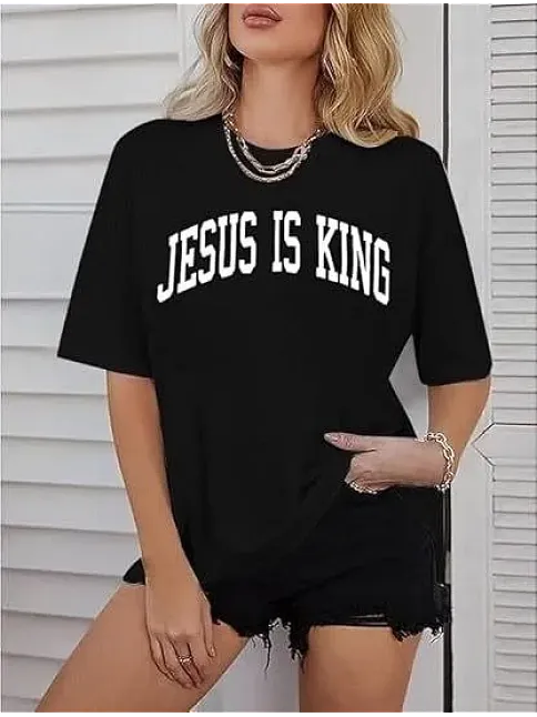 Kadın Bisiklet Yaka Kısa Kol Baskılı T-shirt - Siyah