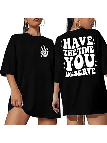 Kadın Bisiklet Yaka Kısa Kol Baskılı T-shirt - Siyah