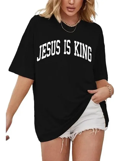 Kadın Bisiklet Yaka Kısa Kol Baskılı T-shirt - Siyah