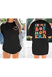 Kadın Bisiklet Yaka Kısa Kol Baskılı T-shirt - Siyah