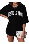 Kadın Bisiklet Yaka Kısa Kol Baskılı T-shirt - Siyah