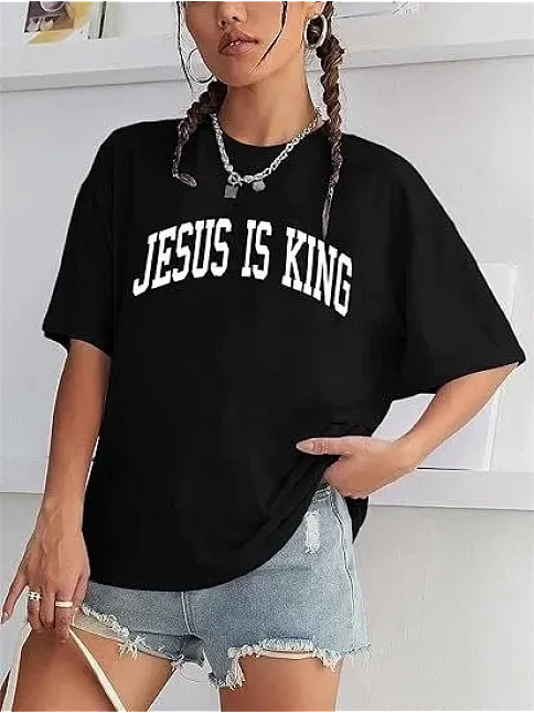 Kadın Bisiklet Yaka Kısa Kol Baskılı T-shirt - Siyah