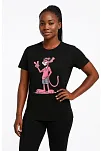 Kadın Bisiklet Yaka Kısa Kollu Baskılı T-shirt - Siyah