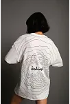 Kadın Bisiklet Yakalı Sırt Baskılı Oversize T-shirt - Beyaz