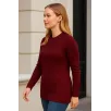 Kadın Bisiklet Yuvarlak Yaka Triko Kazak Pamuklu Kalın Fitilli Dokuma, Regular Fit Uzun Kollu Kışlık Model - Bordo Kadın Bisiklet Yuvarlak Yaka Triko Kazak Pamuklu Kalın Fitilli Dokuma, Regular Fit Uzun Kollu Kışlık Model - Bordo