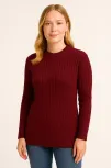 Kadın Bisiklet Yuvarlak Yaka Triko Kazak Pamuklu Kalın Fitilli Dokuma, Regular Fit Uzun Kollu Kışlık Model - Bordo Kadın Bisiklet Yuvarlak Yaka Triko Kazak Pamuklu Kalın Fitilli Dokuma, Regular Fit Uzun Kollu Kışlık Model - Bordo