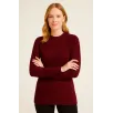 Kadın Bisiklet Yuvarlak Yaka Triko Kazak Pamuklu Kalın Fitilli Dokuma, Regular Fit Uzun Kollu Kışlık Model - Bordo Kadın Bisiklet Yuvarlak Yaka Triko Kazak Pamuklu Kalın Fitilli Dokuma, Regular Fit Uzun Kollu Kışlık Model - Bordo