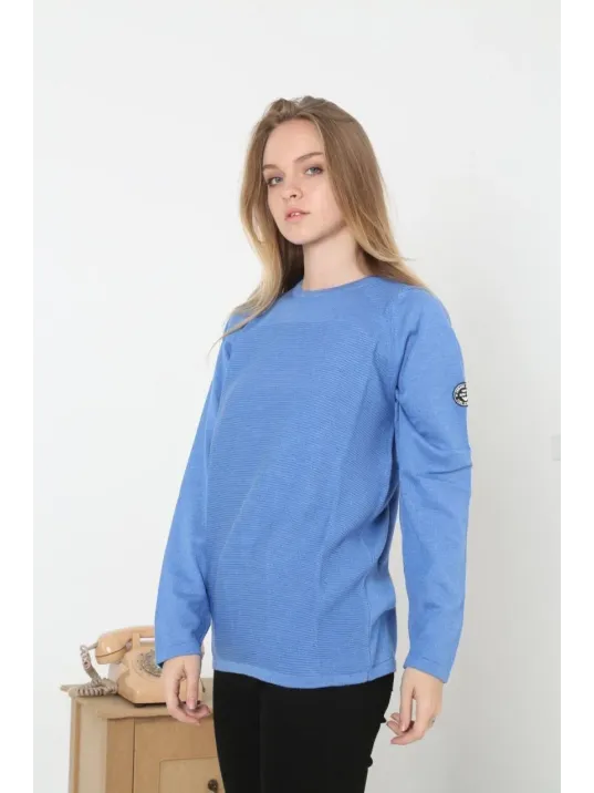 Kadın Biskilet Yaka Kolu Armalı - Mavi Kadın Biskilet Yaka Kolu Armalı - Mavi