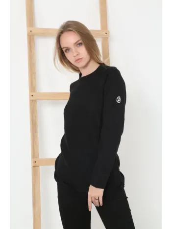 Kadın Biskilet Yaka Kolu Armalı - Siyah