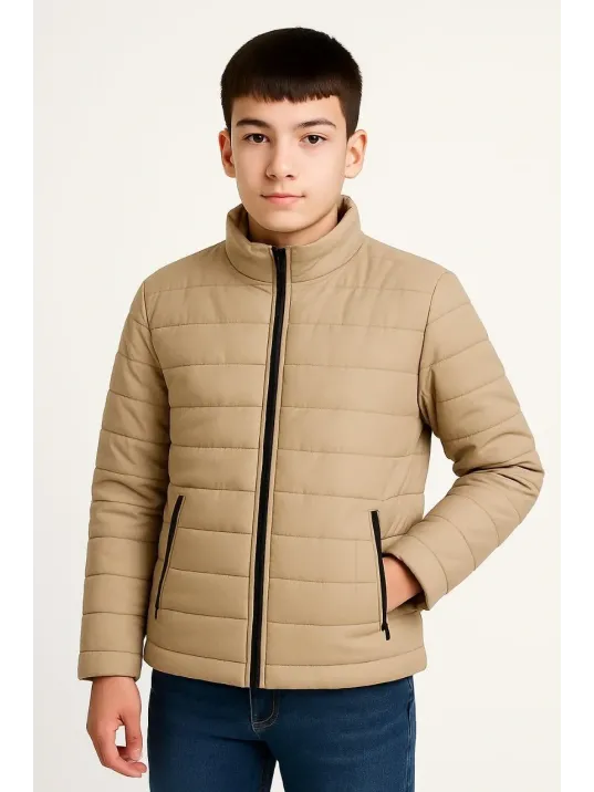 Erkek Çocuk Şişme Mont Hafif Ve Sıcak Tutucu Kışlık Fermuarlı Su İtici Rahat Günlük Mont Kapüşonuz Modern Tasarım - Bej Erkek Çocuk Şişme Mont Hafif Ve Sıcak Tutucu Kışlık Fermuarlı Su İtici Rahat Günlük Mont Kapüşonuz Modern Tasarım - Bej