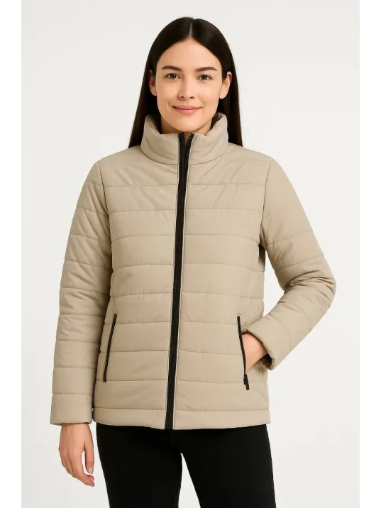 Kadın Bomber Mont Ceket – Su İtici Kumaş, Kapitone Astarlı, Fermuarlı, Kışlık - Bej Kadın Bomber Mont Ceket – Su İtici Kumaş, Kapitone Astarlı, Fermuarlı, Kışlık - Bej