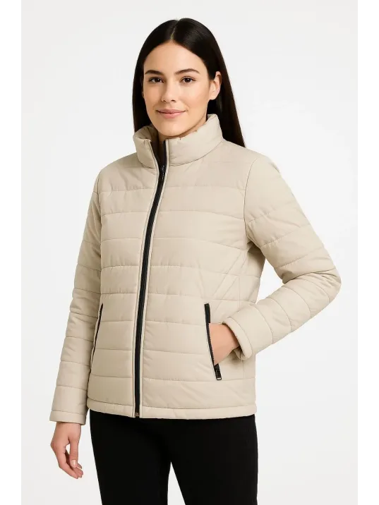 Kadın Bomber Mont Ceket – Su İtici Kumaş, Kapitone Astarlı, Fermuarlı, Kışlık - Bej Kadın Bomber Mont Ceket – Su İtici Kumaş, Kapitone Astarlı, Fermuarlı, Kışlık - Bej