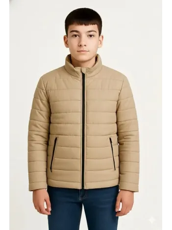 Erkek Çocuk Şişme Mont Hafif Ve Sıcak Tutucu Kışlık Fermuarlı Su İtici Rahat Günlük Mont Kapüşonuz Modern Tasarım - Bej Erkek Çocuk Şişme Mont Hafif Ve Sıcak Tutucu Kışlık Fermuarlı Su İtici Rahat Günlük Mont Kapüşonuz Modern Tasarım - Bej