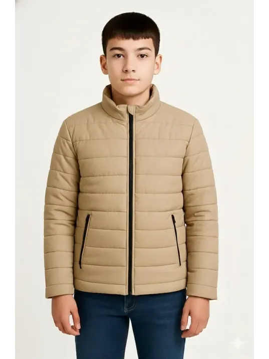 Erkek Çocuk Şişme Mont Hafif Ve Sıcak Tutucu Kışlık Fermuarlı Su İtici Rahat Günlük Mont Kapüşonuz Modern Tasarım - Bej Erkek Çocuk Şişme Mont Hafif Ve Sıcak Tutucu Kışlık Fermuarlı Su İtici Rahat Günlük Mont Kapüşonuz Modern Tasarım - Bej