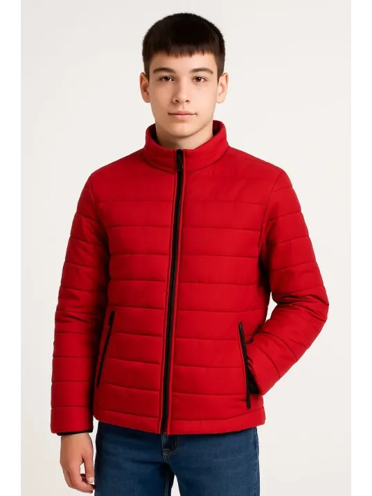 Erkek Çocuk Şişme Mont Hafif Ve Sıcak Tutucu Kışlık Fermuarlı Su İtici Rahat Günlük Mont Kapüşonuz Modern Tasarım - Kırmızı Erkek Çocuk Şişme Mont Hafif Ve Sıcak Tutucu Kışlık Fermuarlı Su İtici Rahat Günlük Mont Kapüşonuz Modern Tasarım - Kırmızı